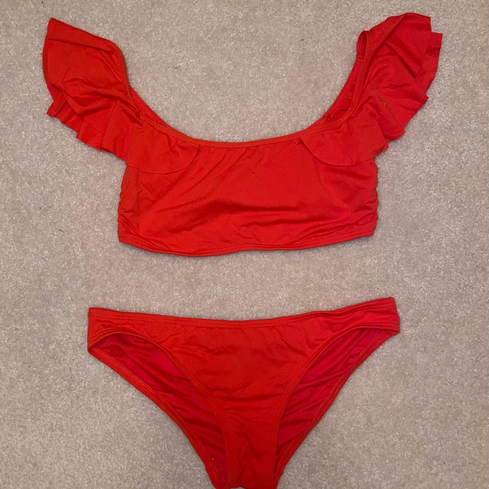 Vince Camuto Red Ruffle Bikini